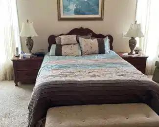Queen-Size Bed, Nightstands, Dresser & Mirrors