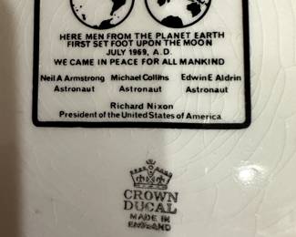 An awesome 1969 Commemorative Moon Landing Plate by Crown Ducal - England!