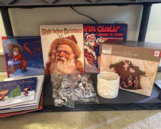 The Christmas Department is coming along nicely! There are MANY collections throughout! This ENTIRE shelving unit is Nativity sets and some great Christmas Children's Books!