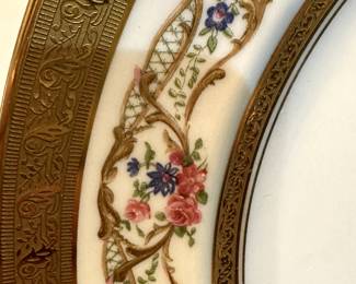 Absolutely AMAZING Set of THIRTEEN France Depose C. Arenfelt Gold Rimmed Dinner Plates! MINT CONDITION!