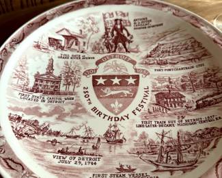 A Large Vintage Collectible plate commemorating the 250th Anniversary of Detroit!