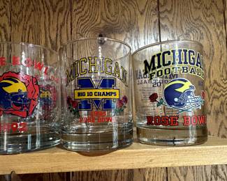 A sweet collection of University of Michigan glasses and mugs! LOTS of soft goods upstairs too!