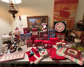 The Christmas Department is coming along nicely! There are MANY collections throughout! This table has many different boxed items and fun Christmas fare!