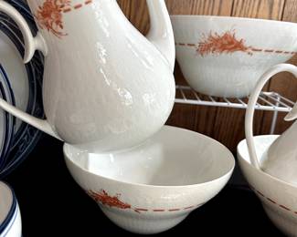 More MCM china pieces! The pieces at the top of the pic are Rosen-Thal from Germany! The Pheasant "Game Birds" Plates are Johnson Brothers!