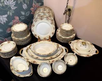 A STUNNING set of Black Knight Waldenburg Studios "Patricia" China! Made In Germany! Service for 12!