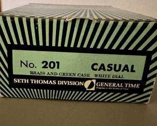 So many items are in their original boxes! Here is a quick look at a bunch of them! Seth Thomas Clock!