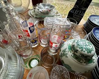 The family room is stuffed with every possible piece of china and glassware you can imagine!