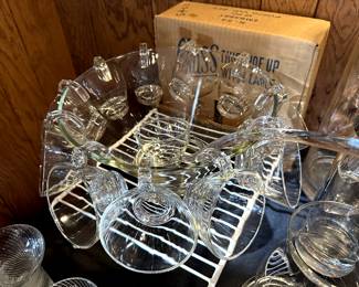 Lovely Clear Glass! Every possible iteration of glass is here! Make sure you look through the close up pics! This is a great MCM Punch Bowl and Glasses! So sleek and clean!