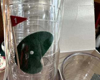 This is a set of MINT IN THE ORIGINAL BOX Tervis Tumblers Golf Hole Glasses! UNUSED!
