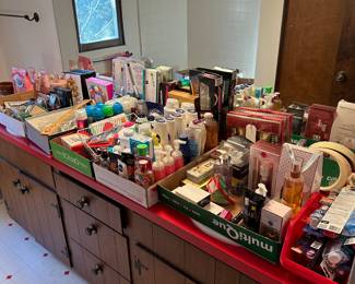 The upstairs bathrooms are home to literally dozens of health care products ~ and yes you guessed it ~ most new in the original packaging!