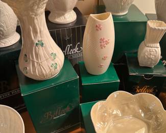 The Christmas Department is coming along nicely! There are MANY collections throughout! This is a closeup shot of the Belleek Collection!