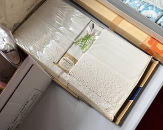 The linen department is open and waiting for you on the second floor! Towels, sheets, blankets, quilts and more! Vintage to new, in unopened packages! We have it all!