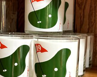 A terrific set of eight MCM 19th Hole highball Glasses by Morgan!