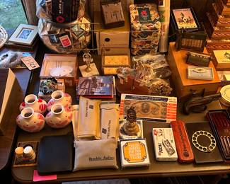 Another close up view of the nesting boxes, leather boxes and lots of MCM items!