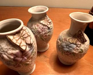 A set off three mini porcelain vases!