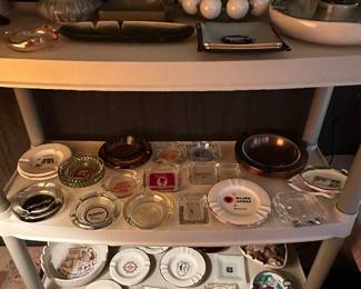 This is a display mostly of Vintage Ash Trays!