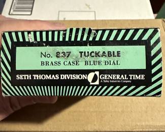 So many items are in their original boxes! Here is a quick look at a bunch of them! Seth Thomas Travel Clock!
