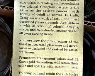 A set of NINE Vintage MCM CERA GLASS "The Basic Swing" 14 oz. Double Old Fashioned High Ball Glasses! MINT IN THE ORIGINAL BOX WITH PAPERWORK!