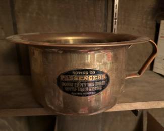 This is STAR piece of this vintage railroad collection! A Solid Brass Train Chamber Pot!