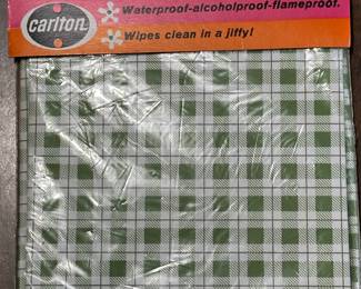 A Vintage Carlton 54" x 54" Plastic Table Cloth! MINT IN THE ORIGINAL UNOPENED PACKAGE!
