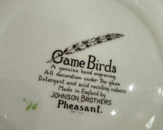More MCM china pieces! The pieces at the top of the pic are Rosen-Thal from Germany! The Pheasant "Game Birds" Plates are Johnson Brothers!