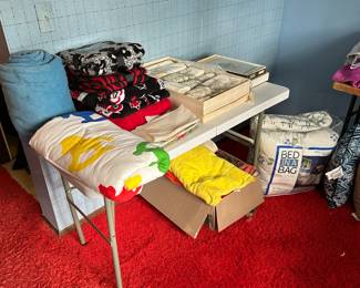 The linen department is open and waiting for you on the second floor! Towels, sheets, blankets, quilts and more! Vintage to new, in unopened packages! We have it all!