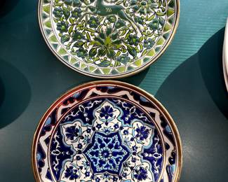 A pair of Vintage Apollon Ceramic Archangelos Rhodes Plates! Hand Painted!