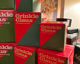A Large collection of CRINKLE CLAUS Figurines! All MINT IN THEIR ORIGINAL BOXES!