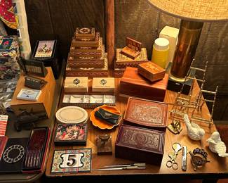 Another close up view of the nesting boxes, leather boxes and lots of MCM items!