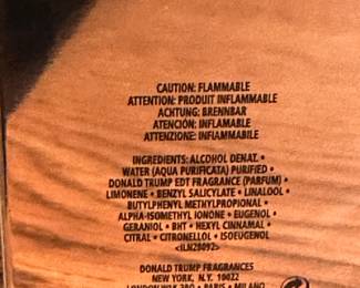 A wrapped unsealed MINT IN THE ORIGINAL PACKAGE of Donald Trump Eau De Toilette! 3.4 oz.