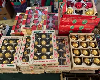 The Christmas Department is coming along nicely! There are MANY collections throughout! SHINY BRITE ornaments!