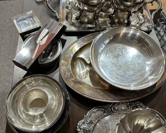 We have TONS of silver! Take a look at this beautiful display of lovely items!