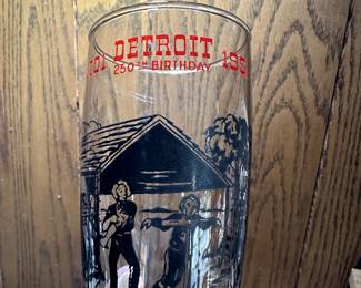 A set of FIVE Vintage Collectible glasses commemorating the 250th Anniversary of Detroit!