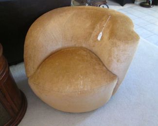 Pair of Nautilus-Style Mid Century Swivel Lounge Chairs, 34" X 33"