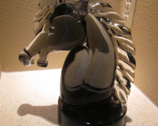 Blown Glass Horse Head Sculpture