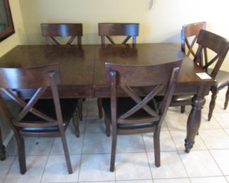 Dining Room Table, 42" X 60", 6-Chairs, 1-18" Leaf