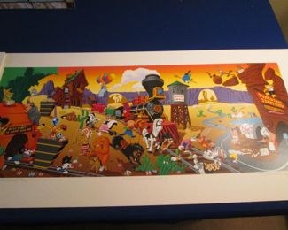 Warner Bros. Artist Proof, "Tunestone Territory", 1995, by Melanie Taylor Kent.  Limited Edition Giclee,            12" X 30"