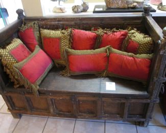 Mexican-Style Bench with Storage & Pillows, 57" X 30"
