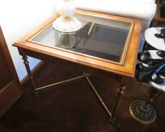 End & Matching Coffee Tables, Wood, Glass, Metal