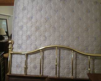 Queen-Size Brass Headboard & Mattress Set