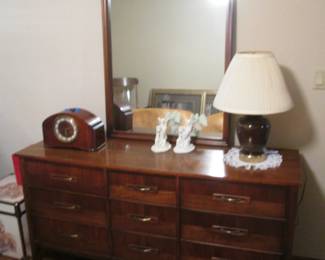 Mid Century Modern Dresser/Mirror & Chest of Drawers by Harmony House, 60" X 18" X 68" High, Including Mirror