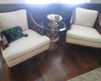 2-Matching Lounge Chairs, Wood Frames