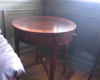 Vintage Drum Table with Drawer