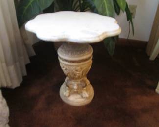 Sculpted Marble Top & Base Accent Table