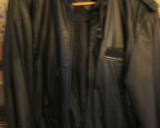 Men's Leather Bomber Jacket, Size 46