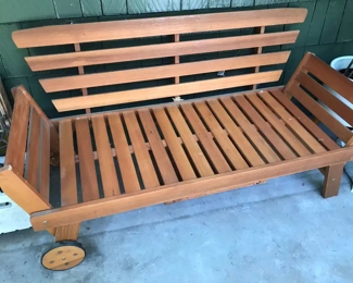 Love this Patio Setee. Arms fold down for easy storage and wheels for the ease of moving.