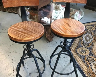 Pair of Barstools. Wood and Iron. Great looking