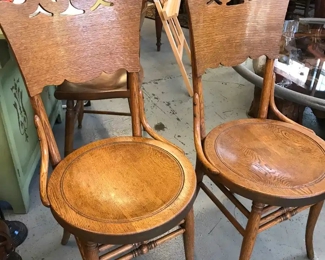 Incredible Cut Out Back Bentwood Chairs with Hip Rest and Flared Legs. Unique.