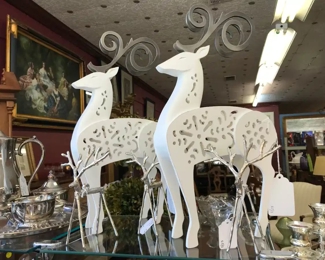 These are gorgeous Reindeers. The small siver reindeer are from Pottery Barn