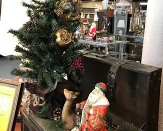 Our Santa and his tree will welcome you. Great arrangement in small trunk